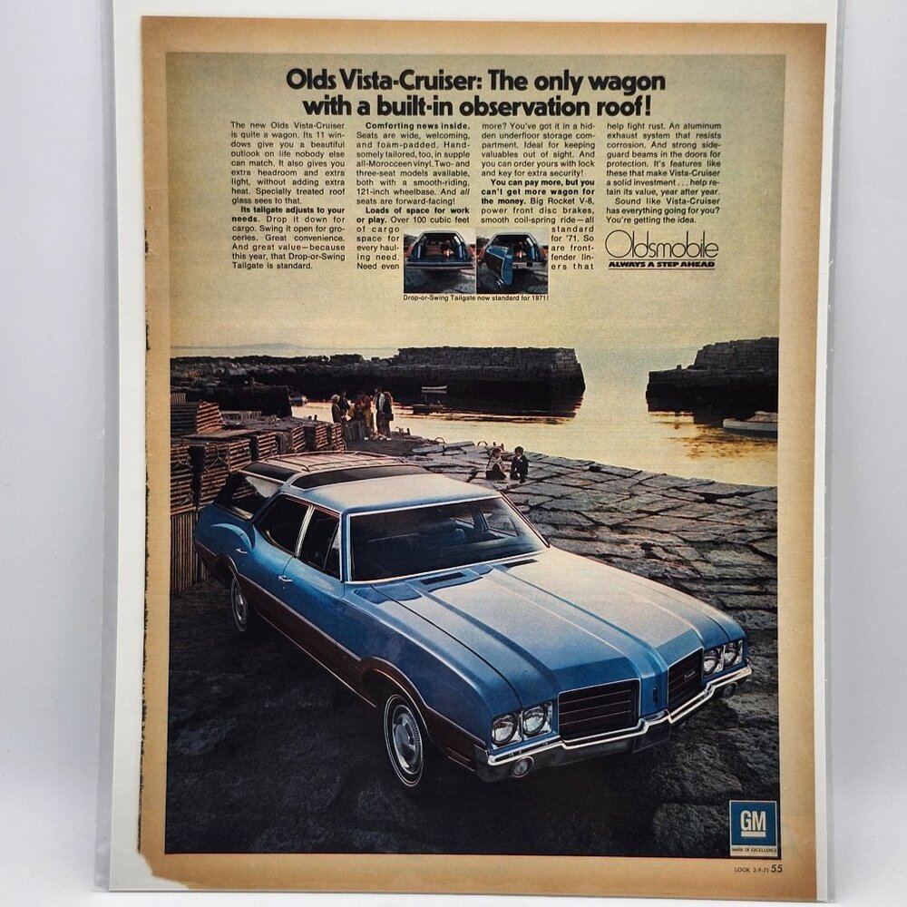 1971 Oldsmobile Vista-Cruiser Station Wagon LOOK Magazine Print Ad GM